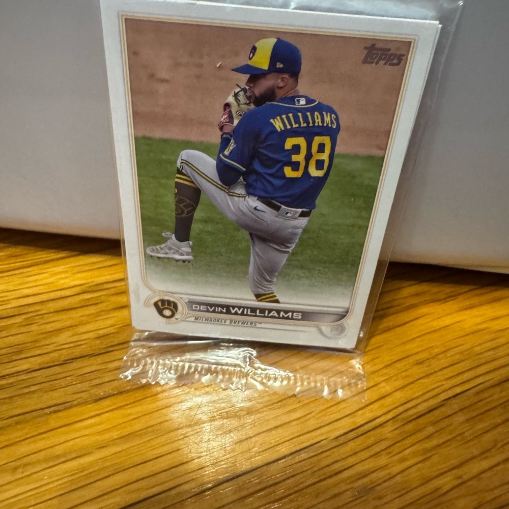 Topps Devin Williams Card - Blue and Yellow Uniform